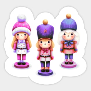 Colorful Trio of Christmas Nutcracker Dolls Sticker